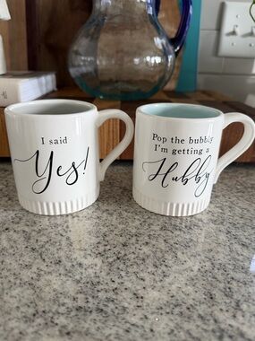 White Ceramic 'I Said Yes' and 'I'm Getting a Hubby' Coffee Mugs - Set of 2